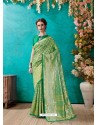 Awesome Green Banarasi Silk Embroidered Sari