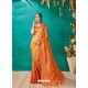 Awesome Orange Banarasi Silk Embroidered Sari