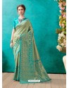 Trendy Sky Blue Banarasi Silk Embroidered Sari