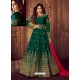 Awesome Dark Green Embroidered Designer Anarkali Suit