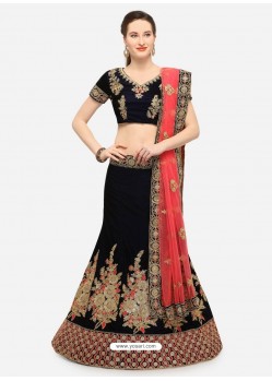 Classy Black Heavy Embroidered Wedding Lehenga