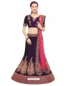 Classy Wine Heavy Embroidered Wedding Lehenga