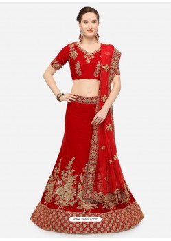 Classy Red Heavy Embroidered Wedding Lehenga