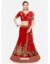 Classy Red Heavy Embroidered Wedding Lehenga