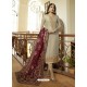 Fabulous Light Grey Embroidered Straight Salwar Suit