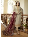 Fabulous Light Grey Embroidered Straight Salwar Suit