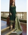 Fabulous Dark Green Embroidered Straight Salwar Suit