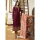 Ravishing Wine Embroidered Straight Salwar Suit