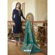 Trendy Navy Blue Embroidered Straight Salwar Suit