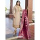 Trendy Beige Embroidered Straight Salwar Suit
