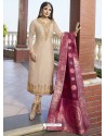 Trendy Beige Embroidered Straight Salwar Suit