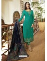 Ravishing Aqua Mint Embroidered Straight Salwar Suit