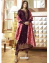 Trendy Deep Wine Embroidered Straight Salwar Suit