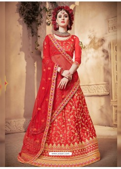 Classy Red Heavy Embroidered Wedding Lehenga Choli