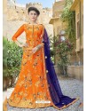 Classy Orange Heavy Embroidered Wedding Lehenga