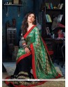 Green And Black Embroidery Work Designer Saree