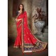 Classy Red Art Silk Embroidered Sari