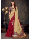 Classy Red Designer Chiffon Sari