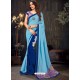 Awesome Turquoise Designer Chiffon Sari