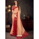 Awesome Light Orange Designer Chiffon Sari