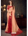 Awesome Light Orange Designer Chiffon Sari