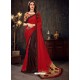 Classy Red Designer Chiffon Sari