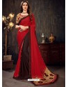 Classy Red Designer Chiffon Sari