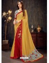 Awesome Yellow Designer Chiffon Sari