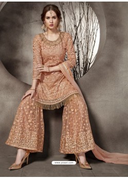 Fabulous Light Orange Designer Palazzo Salwar Suit