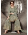 Ravishing Grayish Green Designer Palazzo Salwar Suit