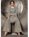 Scintillating Dull Grey Designer Palazzo Salwar Suit