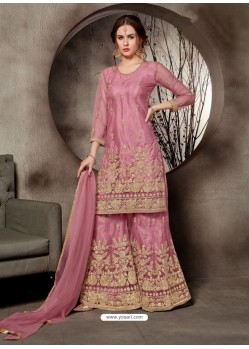 Fabulous Light Pink Designer Palazzo Salwar Suit