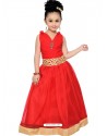 Glossy Red Party Wear Gown for Girls
