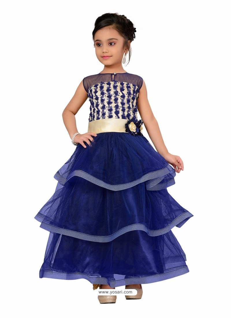 Buy Sizzling Royal Blue Party Wear Gown for Girls | Gown For Girls