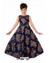 Glossy Navy Blue Party Wear Gown for Girls