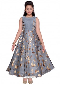 Buy Glossy Grey Party Wear Gown for Girls | Gown For Girls