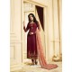 Fabulous Maroon Embroidered Straight Salwar Suit