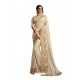 Awesome Off White Soft Silk Embroidered Sari