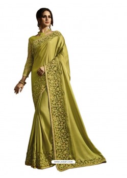 Classy Green Soft Silk Embroidered Sari