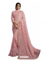 Trendy Baby Pink Soft Silk Embroidered Sari