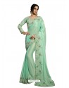 Trendy Jade Green Soft Silk Embroidered Sari