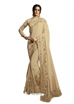Trendy Gold Soft Silk Embroidered Sari