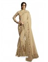 Trendy Gold Soft Silk Embroidered Sari