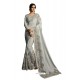 Awesome Silver Soft Silk Embroidered Sari