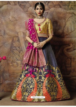 Scintillating Grey Heavy Embroidered Wedding Lehenga Choli