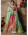 Scintillating Light Red Heavy Embroidered Wedding Lehenga Choli