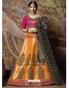 Scintillating Orange Heavy Embroidered Wedding Lehenga Choli