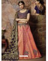 Scintillating Peach Heavy Embroidered Wedding Lehenga Choli