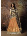 Scintillating Light Orange Heavy Embroidered Wedding Lehenga Choli