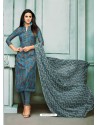 Ravishing Teal Blue Embroidered Designer Churidar Salwar Suit